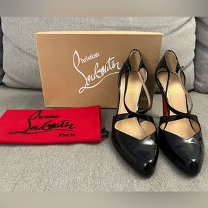 Pre-owned Christian Louboutin Black Patent Triclo